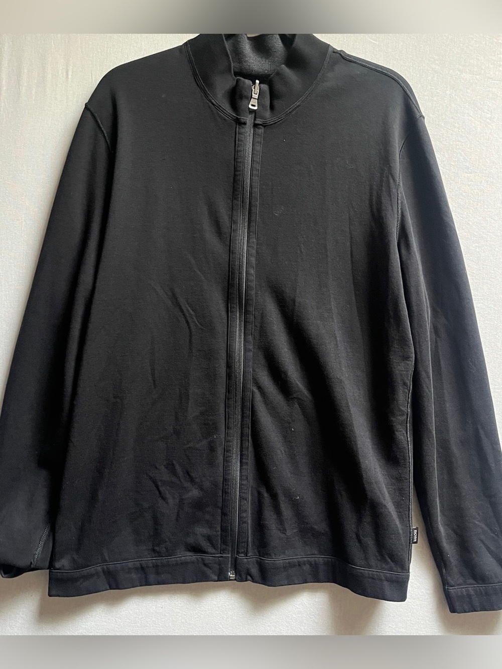Hugo Boss Men's Black Full-Zip Knit Sweater Lightweight Minimalist XXL